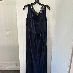 St John Navy Evening Dress with Sequin Detail